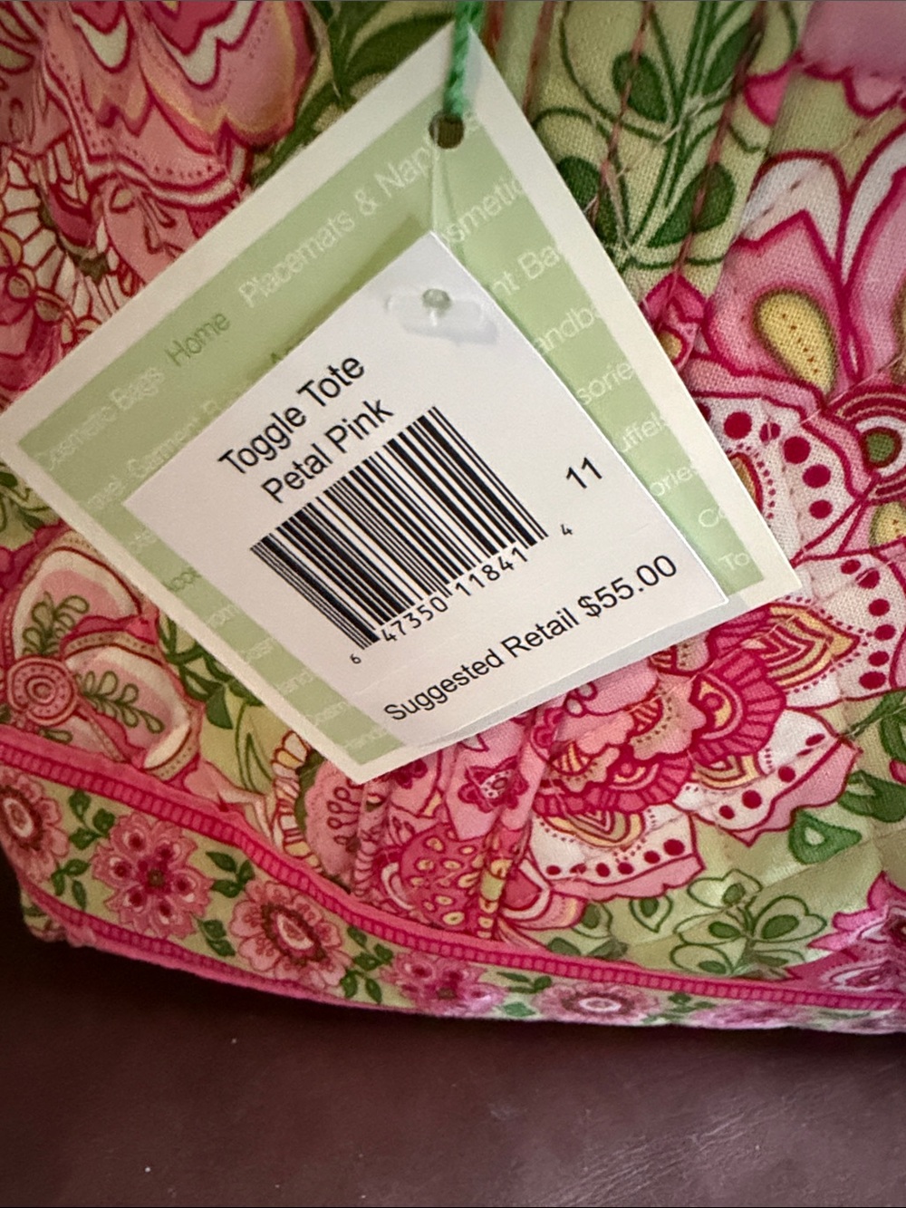 Vera Bradley Pink & Green Floral Quilted Tote - Picture 2 of 5